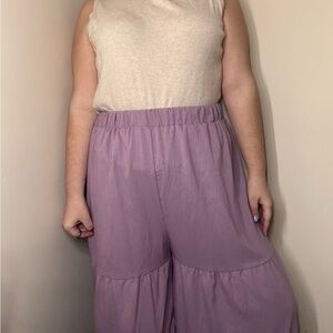 SHEIN curve Purple Flowy Pants -NEW!